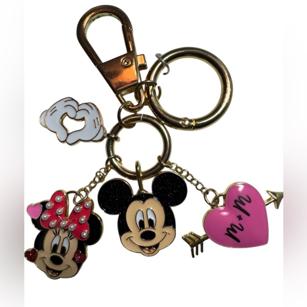 Disney’s Mickey and Minnie Mouse Keychain with Heart Charm